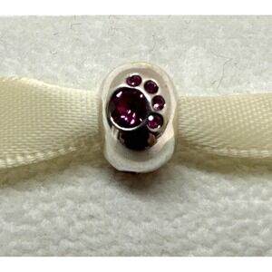Chamilia Pink Paw Print Sterling Silver 925 Swarovski Bead Charm Dog Cat Mom New
